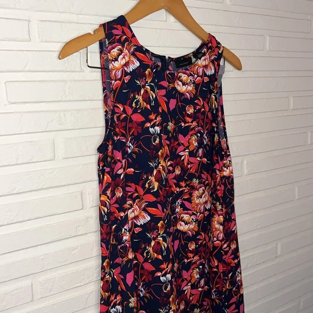 Halogen Navy Blue and Floral A-Line Dress, Women’s Size Medium - Picture 5 of 8